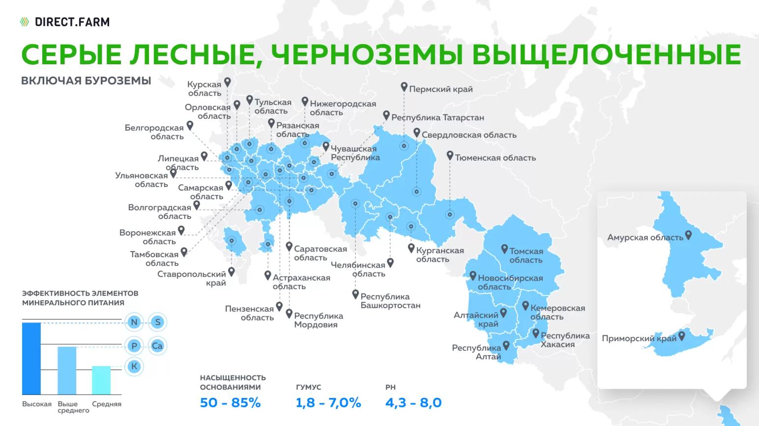 Районирование черноземов выщелоченных и серых лесных почв