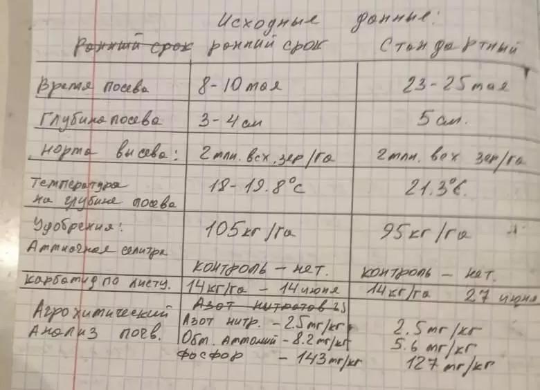 Сравнение раннего и стандартного срока посева ярового ячменя