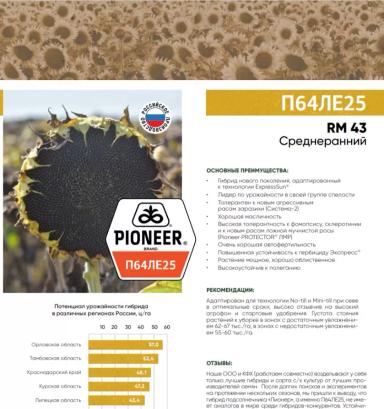 П 64 ЛЕ 25 (P 64 LE 25) гибрид подсолнечника Пионер