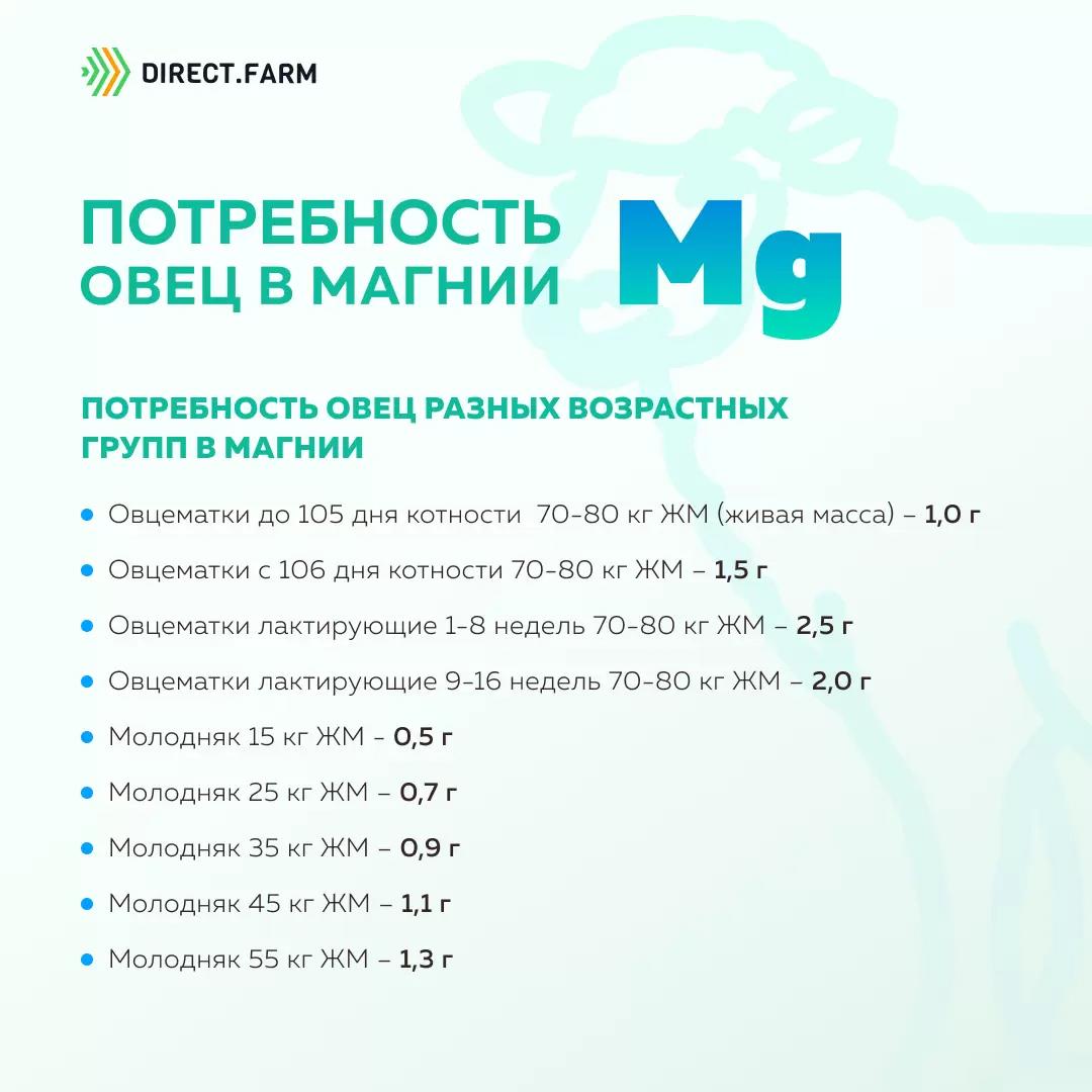 Потребность овец в магнии
