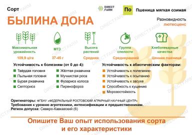 Былина Дона сорт пшеницы мягкой озимой