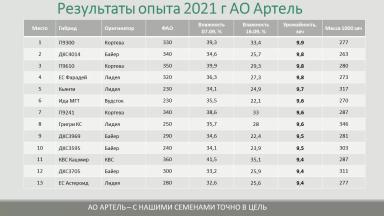 Результаты испытания гибридов кукурузы на площадке АртПолигон