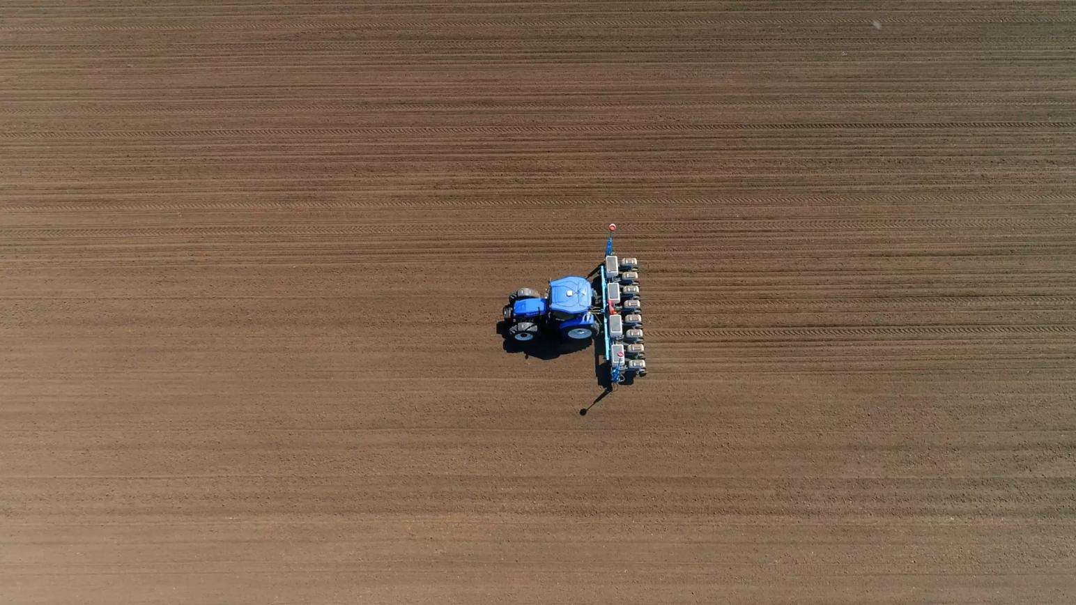 Трактор New Holland, сеялка Monosem и автопилот Trimble
