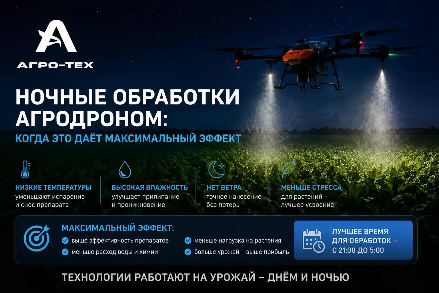 Ночные обработки агродроном: когда они действительно оправданы?