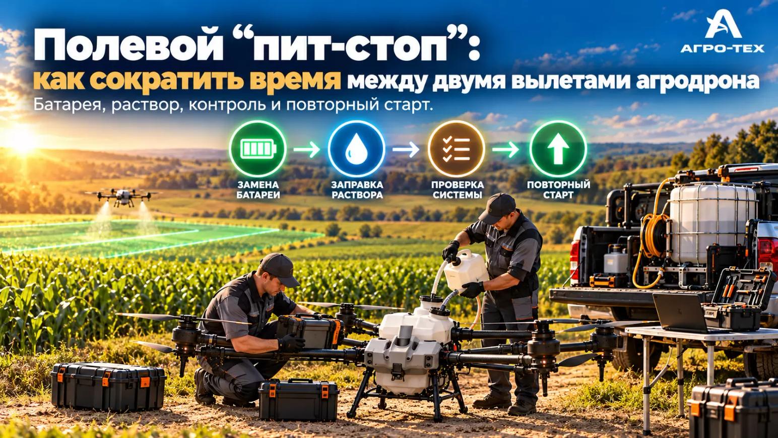 Полевой «пит-стоп»: как сократить время между двумя вылетами агродрона