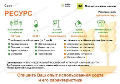 Ресурс сорт мягкой озимой пшеницы