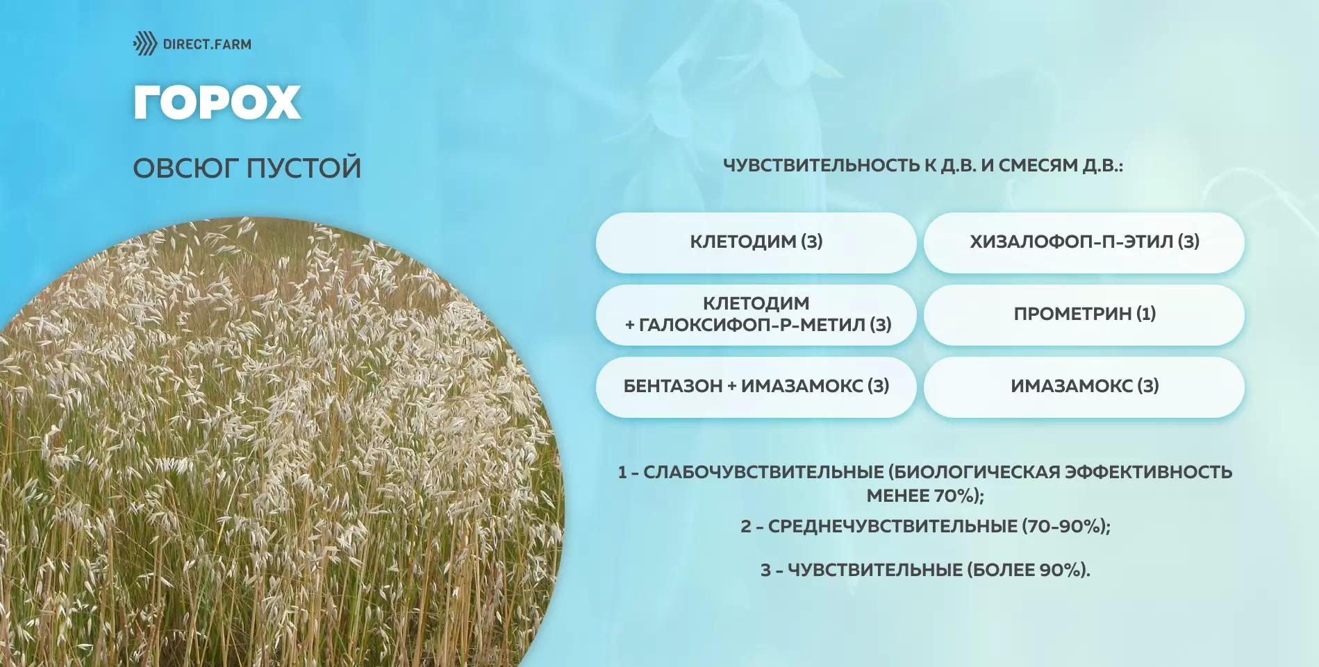 Шпаргалка чувствительности овсюга пустого к д.в. гербицидов