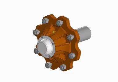Ступица с осью в сборе на 8 шпилек