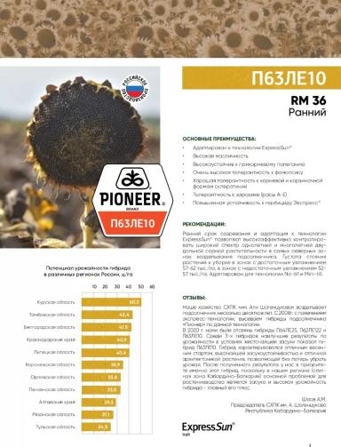 П 63 ЛЕ 10 гибрид подсолнечника
