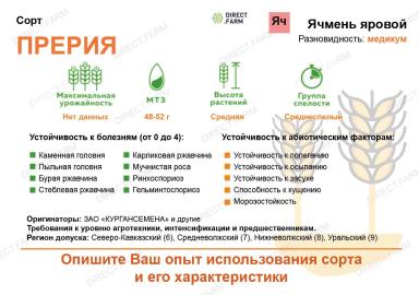 Прерия - сорт ячменя ярового