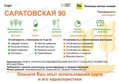 Саратовская 90 ® сорт мягкой озимой пшеницы