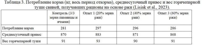 Возвращение к зерну ржи в кормлении свиней