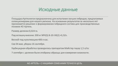 Результаты испытания гибридов кукурузы на площадке АртПолигон