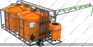 Мобильный растворный узел с пластиковым миксером 300 л