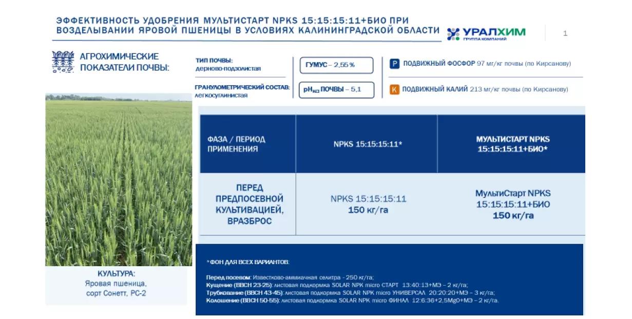 Биомодифицированное удобрение МультиСтарт 15:15:15:11 + Био – результаты опытов