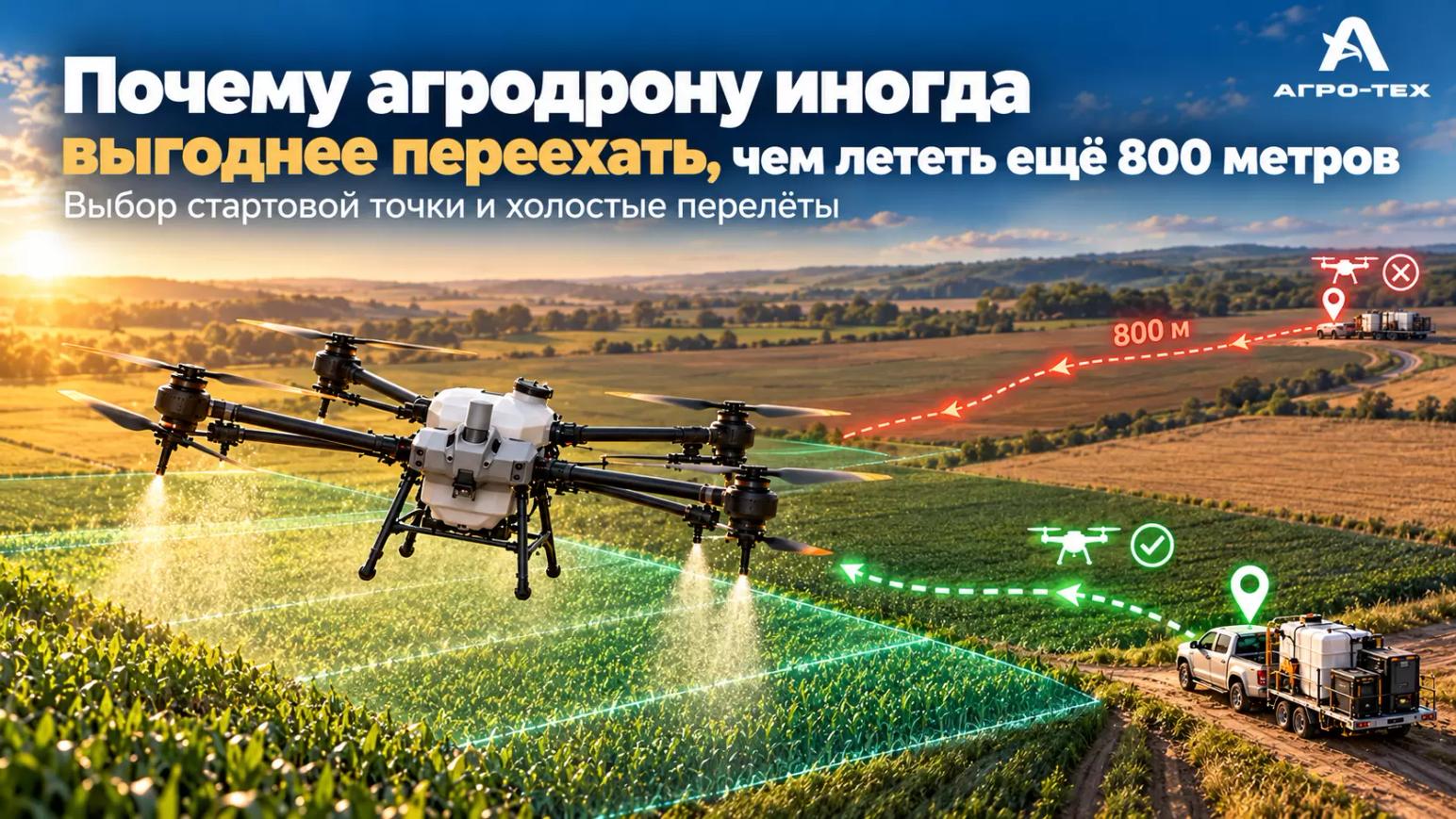 Почему агродрону иногда выгоднее переехать, чем лететь ещё 800 метров