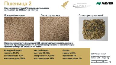 Результаты очистки пшеницы на фотосепараторах Сапсан, Meyer - протокол испытаний
