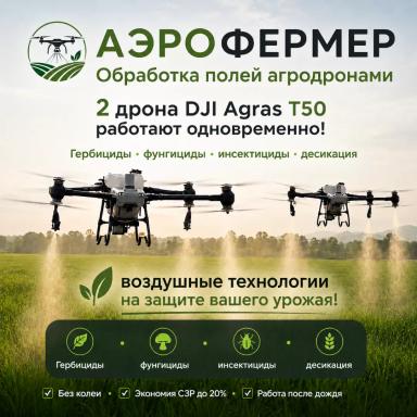 Обработка полей агродронами в Тюменской области
