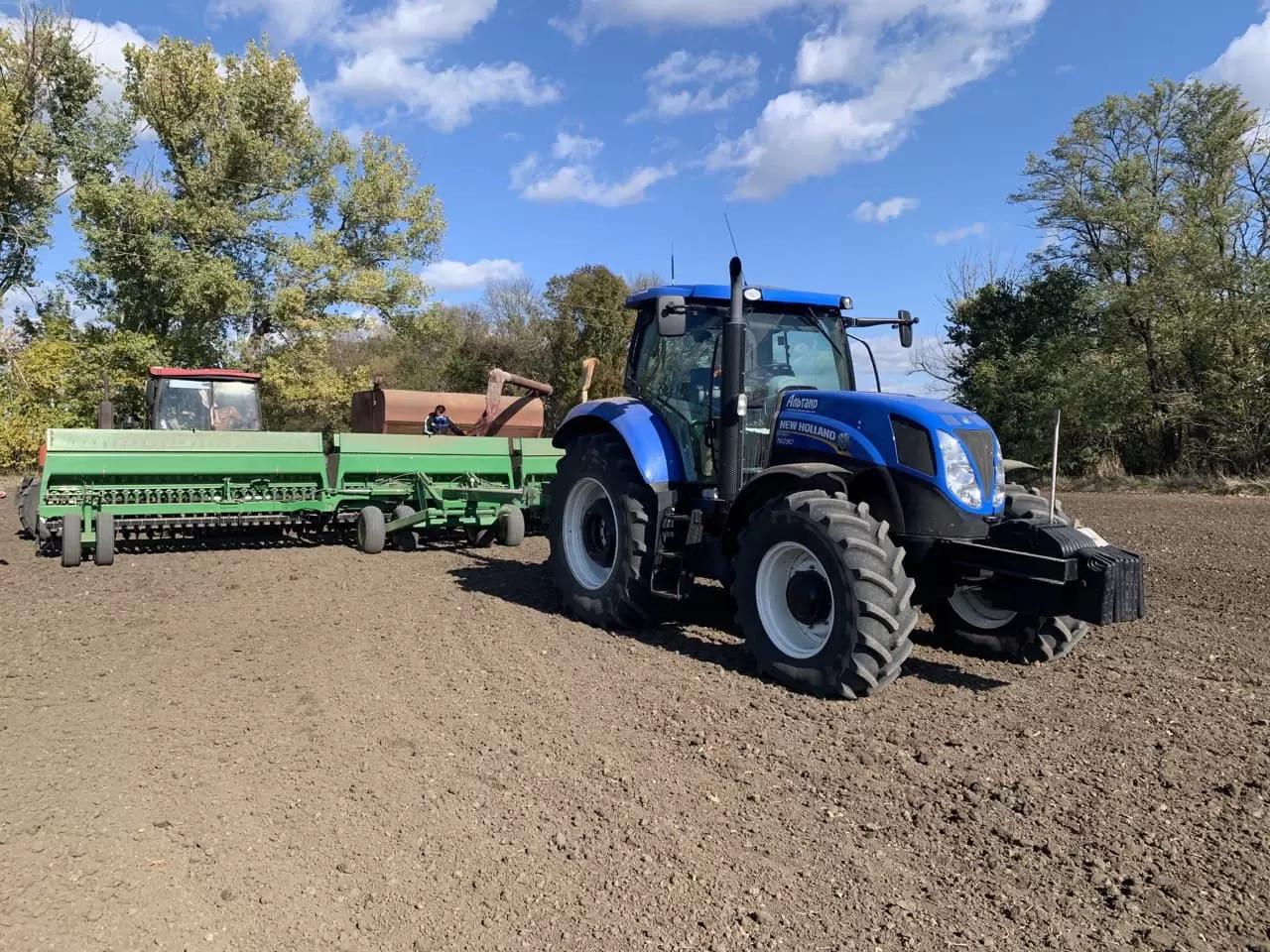 Осенний сев с Trimble- трактор New Holland + зерновая сеялка John Deere