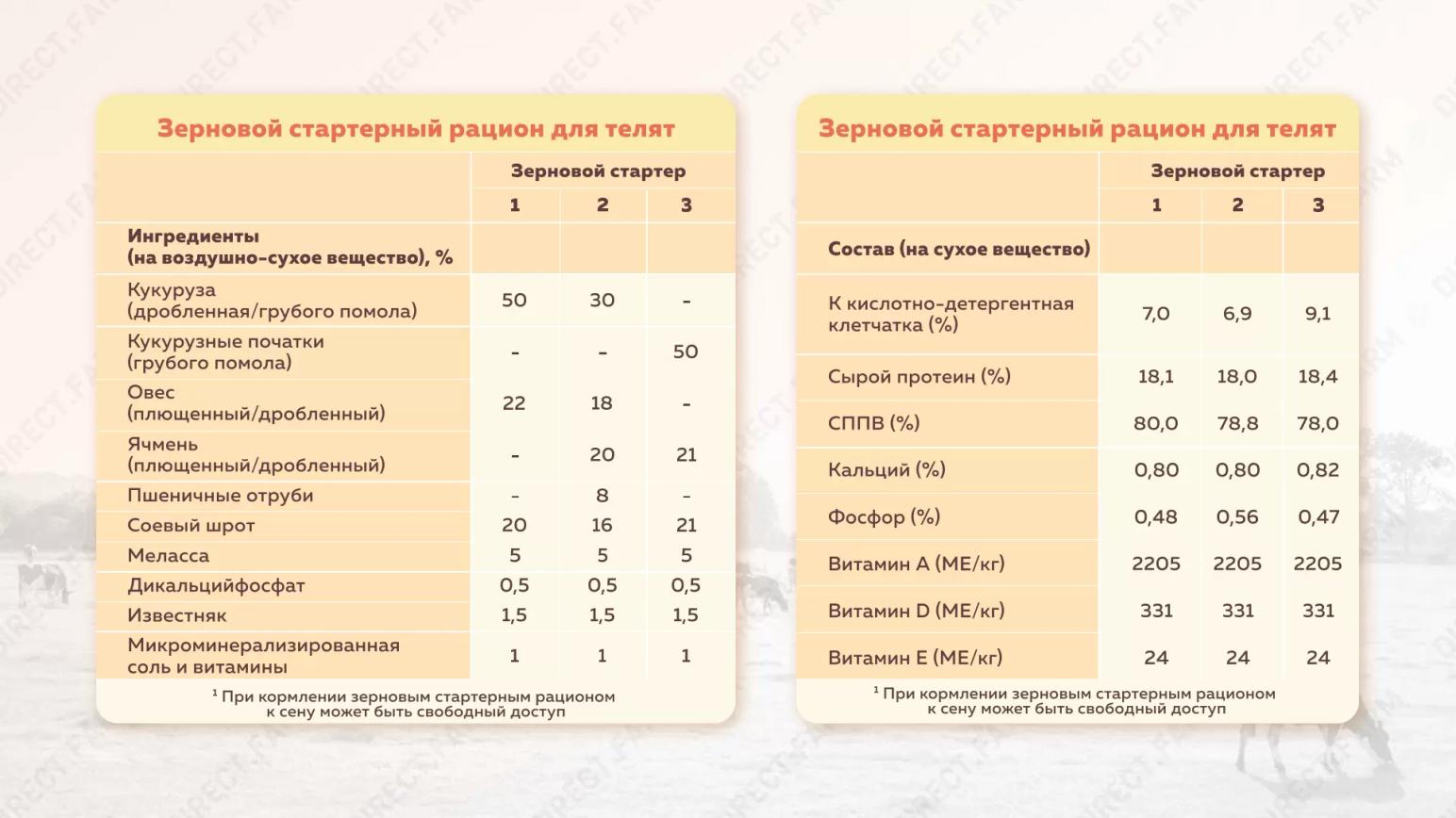 Зерновой стартерный рацион для телят