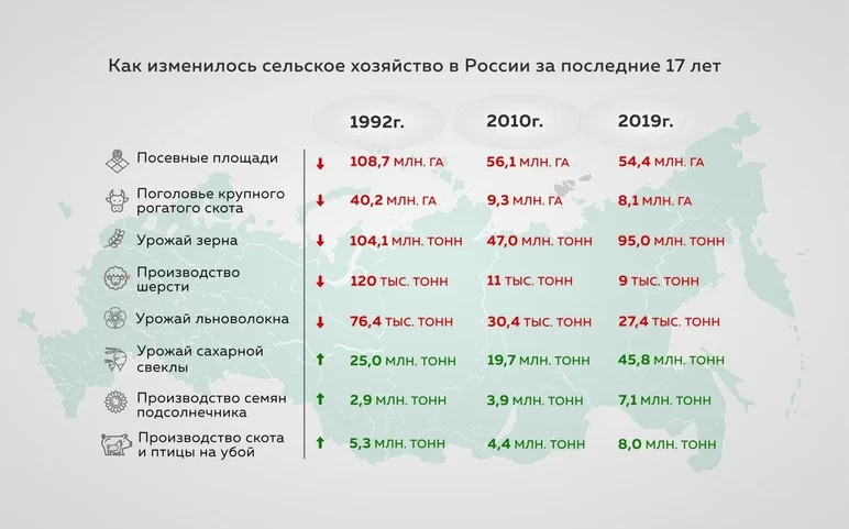 Как изменилось сельское хозяйство в России за последние 17 лет