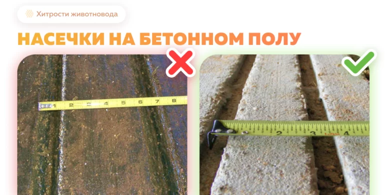 Виды насечек на бетонном полу в коровнике