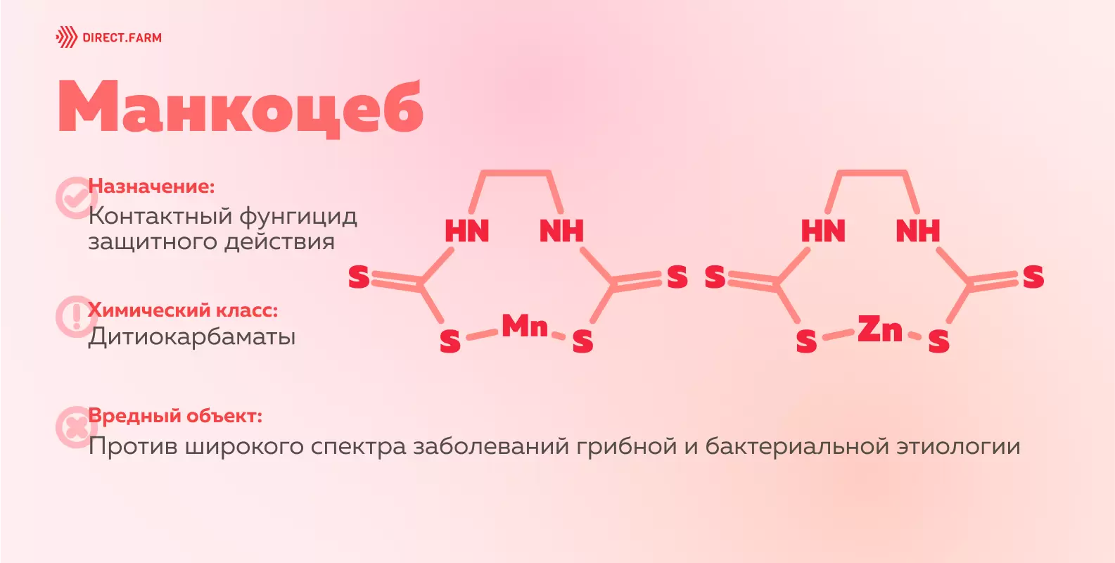 Манкоцеб: способ проникновения и применения, спектр действия,  совместимость, характеристики