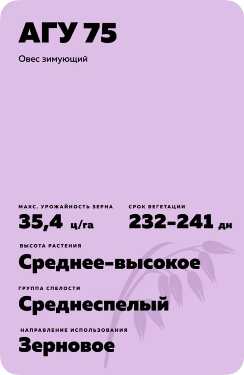 АГУ 75 овес зимующий