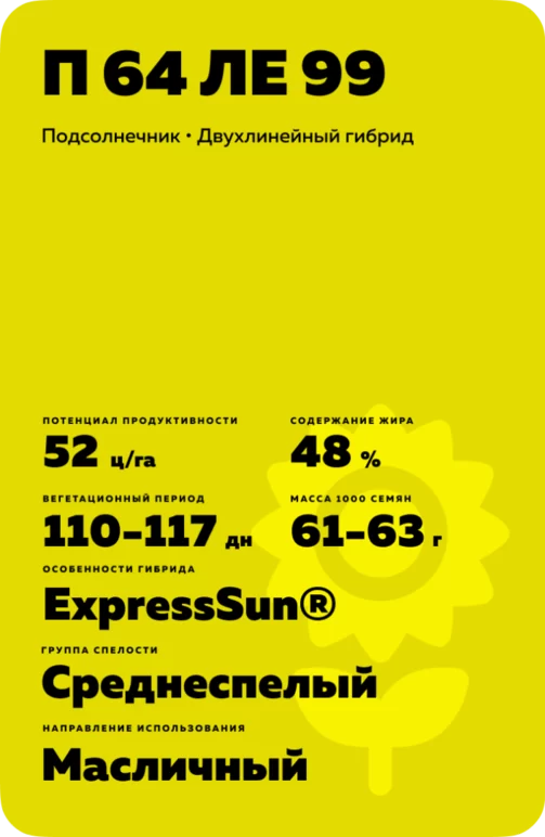 П 64 ЛЕ 99 - гибрид подсолнечника Пионер