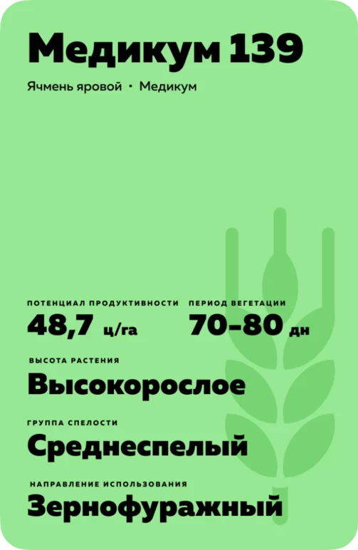 Медикум 139 сорт ярового ячменя