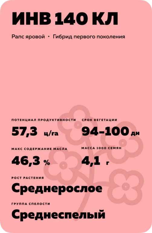 ИНВ 140 КЛ (INV 140 CL) рапс яровой