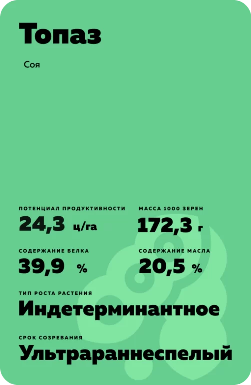 Топаз сорт сои